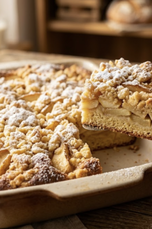Saftiger Apfelkuchen vom Blech mit Streuseln